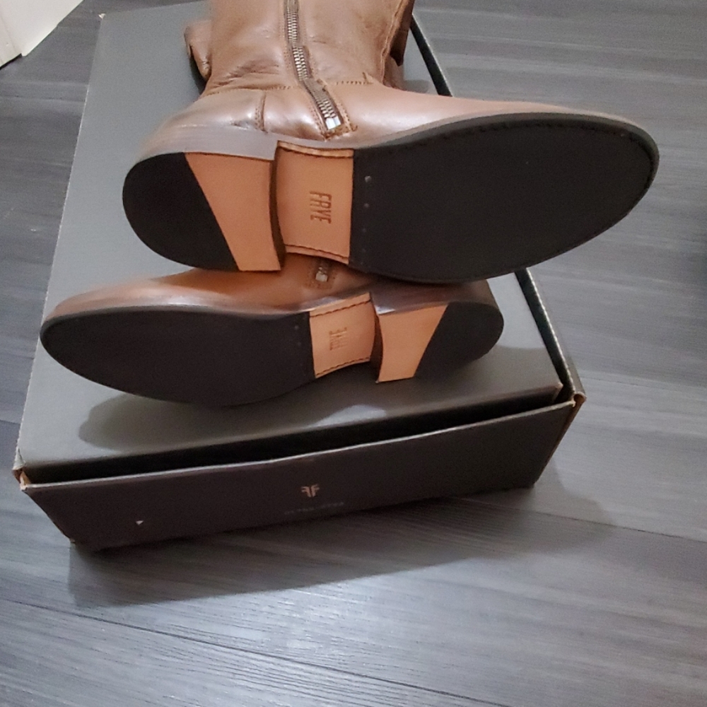 Frye Shirley Over the Knee Brown Leather Boots - Picture 6 of 8